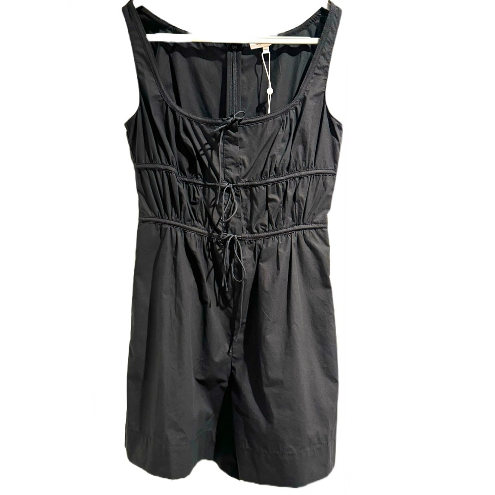 REBECCA TAYLOR NWT Poplin Romper Cotton & Silk Trim Sleeveless Black Size 0 NWT